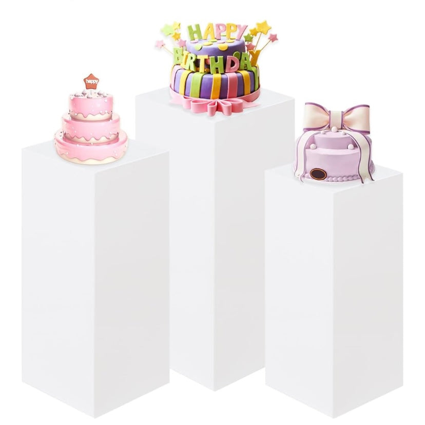 Pedestal Stand Set 3 Pack - White Squared
