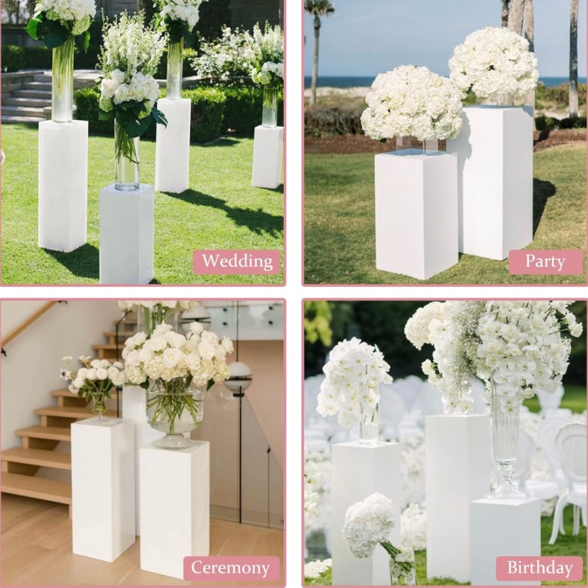 Pedestal Stand Set 3 Pack - White Squared