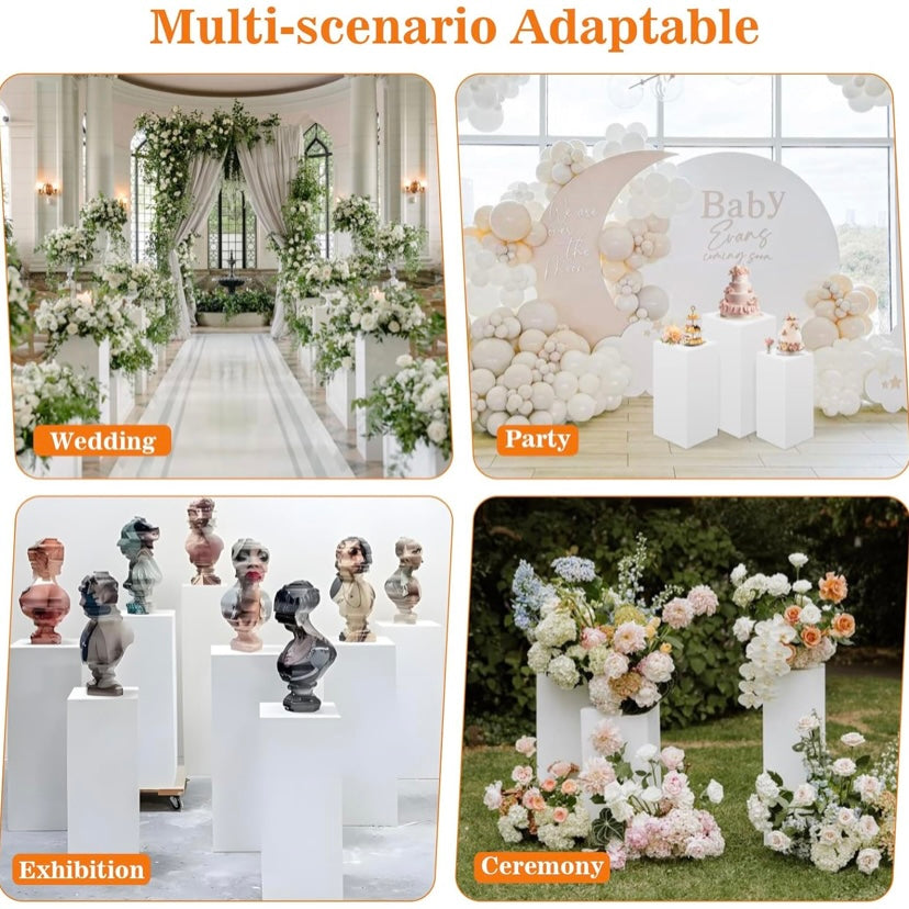Pedestal Stand Set 3 Pack - White Squared
