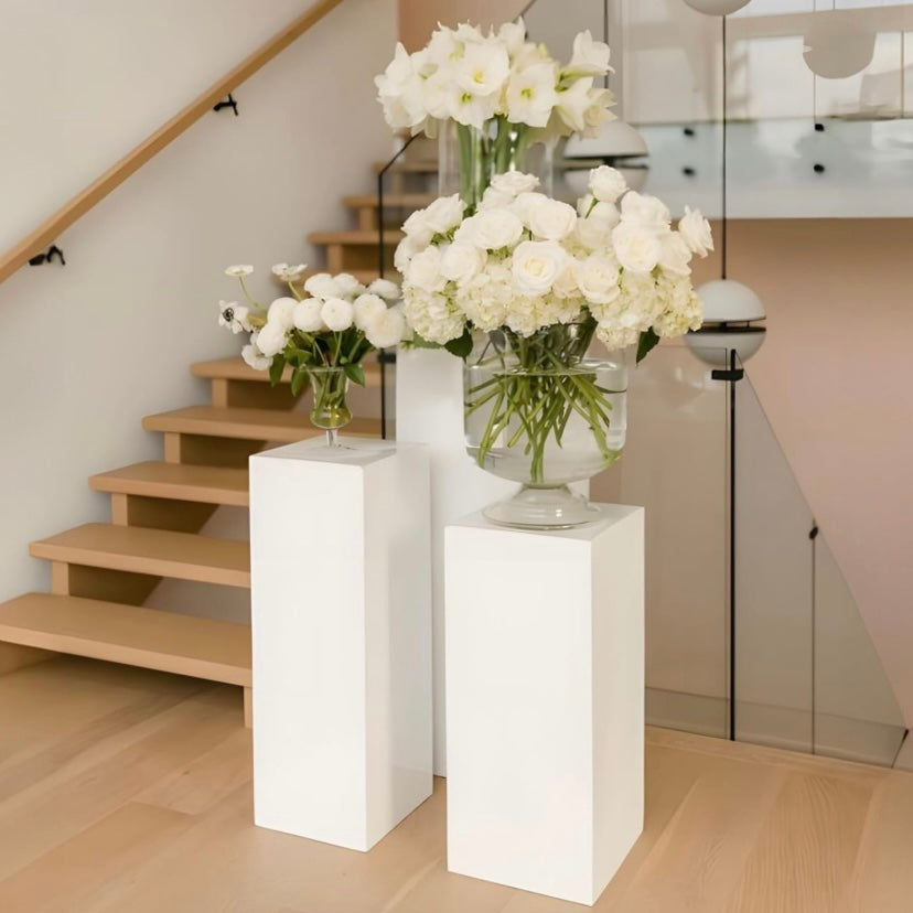 Pedestal Stand Set 3 Pack - White Squared