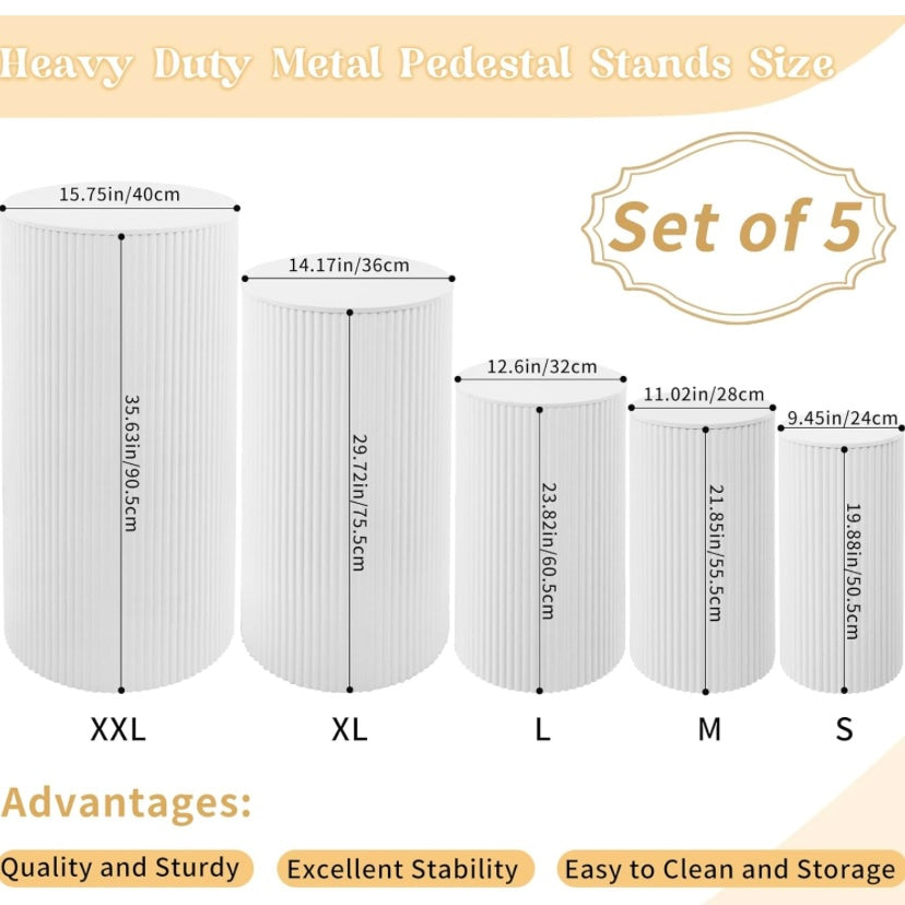 Pedestal Stand Set 5 Pack - White Rounded Ripple