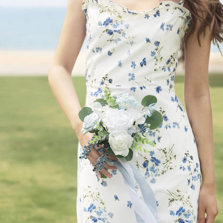 Floral Bridesmaids Bouquet Set 4 Pack - Azure