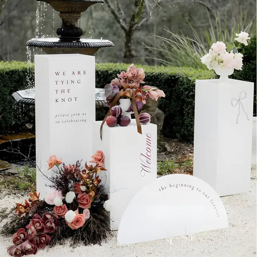Pedestal Stand Set 3 Pack - White Squared