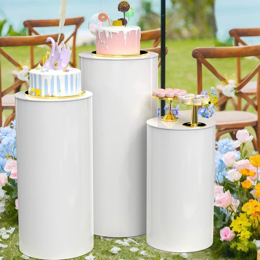 Pedestal Stand Set 3 Pack - White Rounded