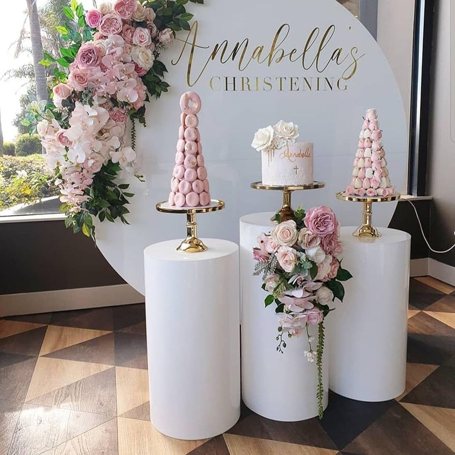 Pedestal Stand Set 3 Pack - White Rounded
