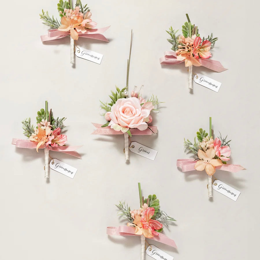 Floral Boutonnière Set 6 Pack - Romance