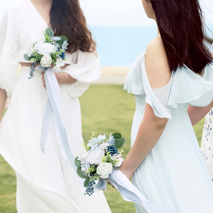 Floral Bridesmaids Bouquet Set 4 Pack - Azure