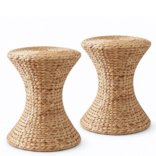 Woven Wicker Table Stand Pedestal Set - Hourglass