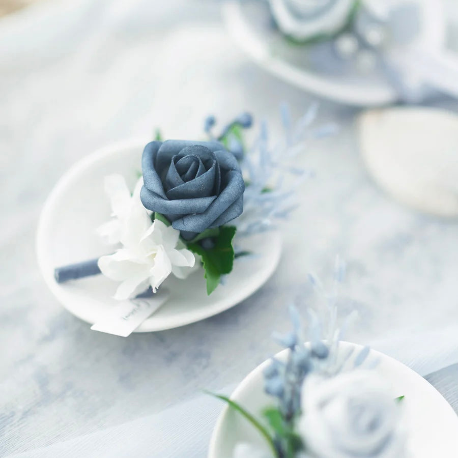 Floral Boutonnière Set 6 Pack - Azure