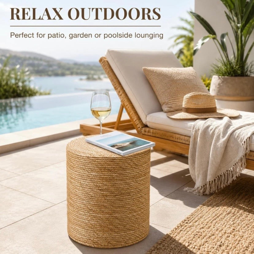 Woven Wicker Table Stand Pedestal Set - Ottoman