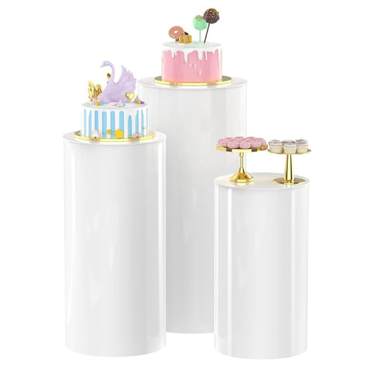 Pedestal Stand Set 3 Pack - White Rounded