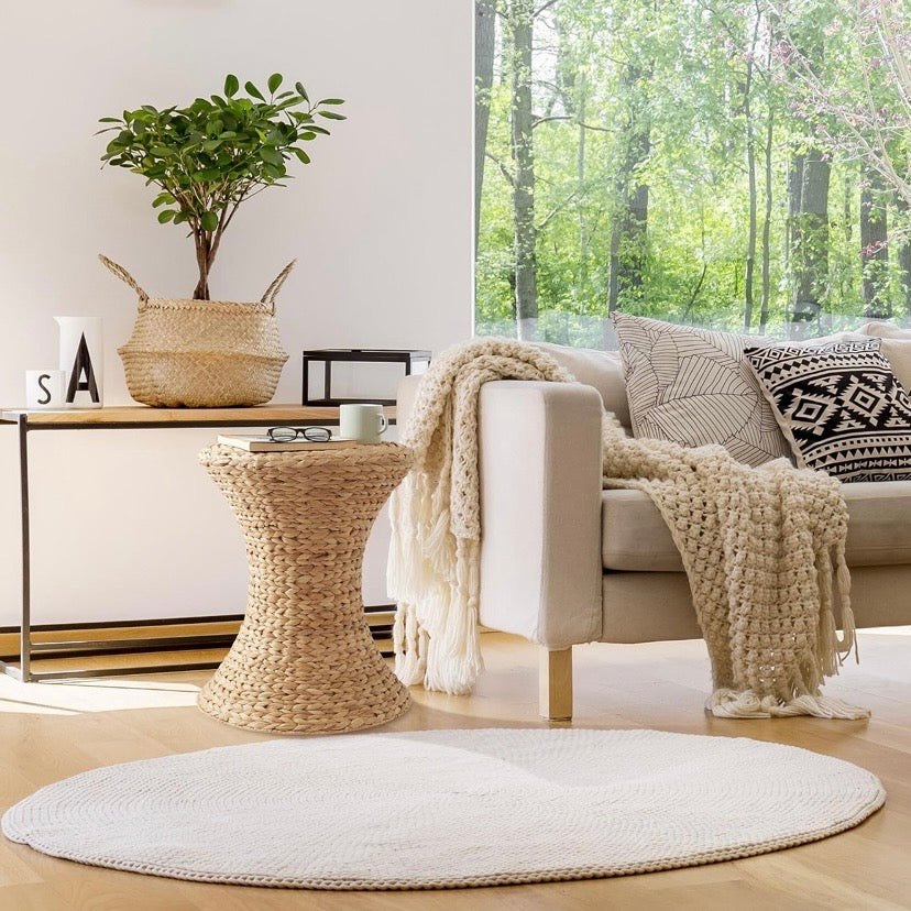 Woven Wicker Table Stand Pedestal Set - Hourglass