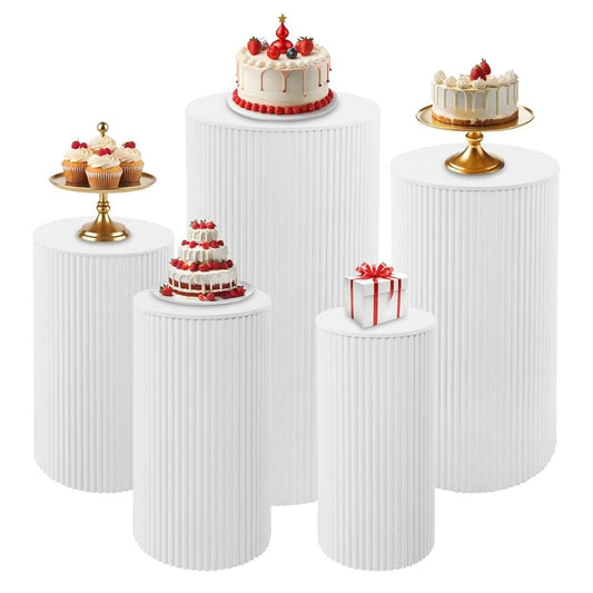 Pedestal Stand Set 5 Pack - White Rounded Ripple