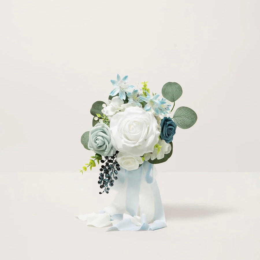 Floral Bridesmaids Bouquet Set 4 Pack - Azure