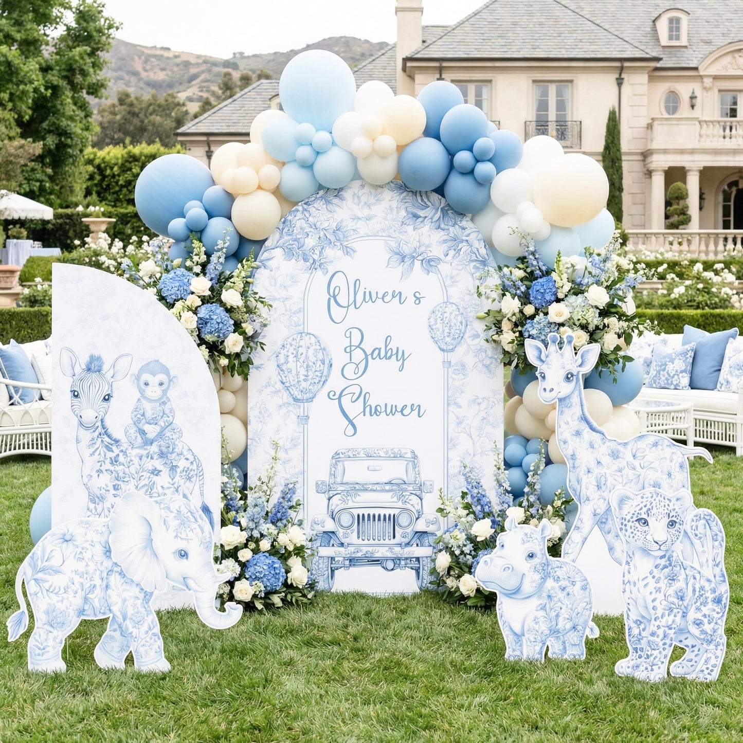 Backdrop Set - Blue Toile v2
