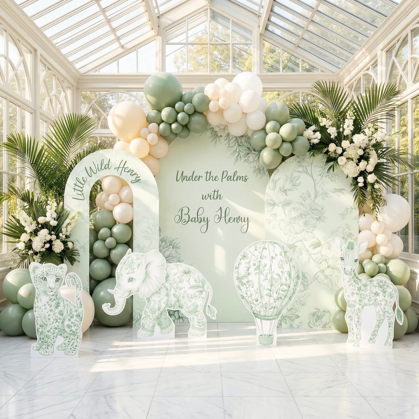 Backdrop Set - Green Toile
