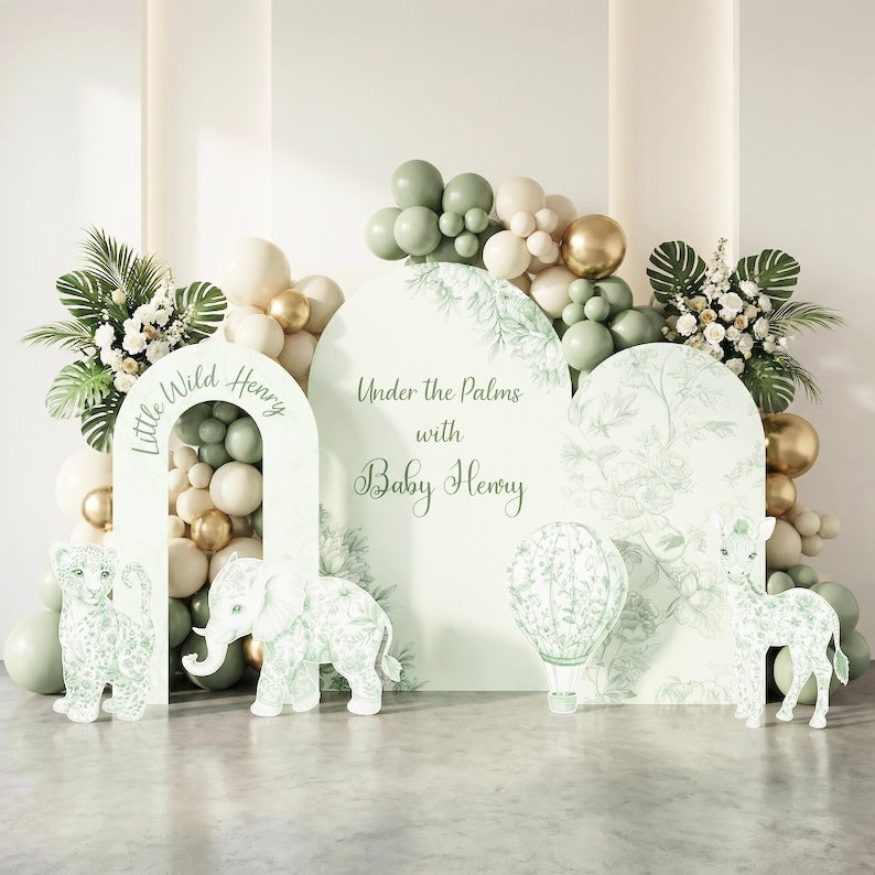 Backdrop Set - Green Toile
