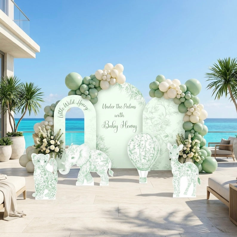 Backdrop Set - Green Toile